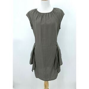 Joie Linen Dress Women's Size XS Cap Sleeves Layered Sides Pleated Neckline *